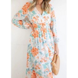 Autumn V-Neck Elegant Women's Long Sleeve Dress  Autumn V-Neck Elegant Women's Long Sleeve Dress