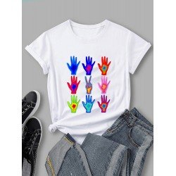 Palms Graphic Crew Neck T Shirts For Women Palms Graphic Crew Neck T Shirts For Women