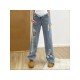 Summer Ripped Hole Blue Straight Leg Jeans