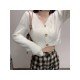  2024 Pure Color V-Neck Women's Long Sleeve Sweaters
