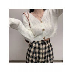  2024 Pure Color V-Neck Women's Long Sleeve Sweaters