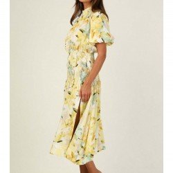  Summer Floral Puff Shoulder Women's Short Sleeve Dress