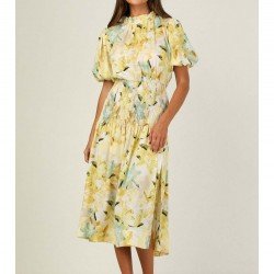  Summer Floral Puff Shoulder Women's Short Sleeve Dress