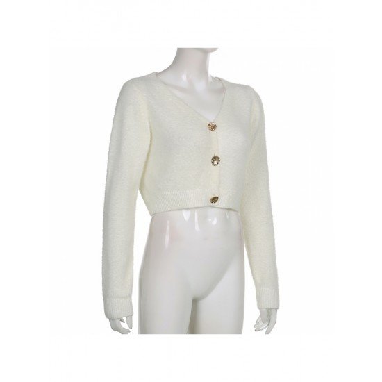  2024 Pure Color V-Neck Women's Long Sleeve Sweaters