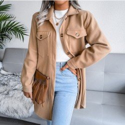Spring Solid Black Coats For Women