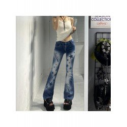 Vintage Star Printed Blue Flare Jeans For Ladies Vintage Star Printed Blue Flare Jeans For Ladies