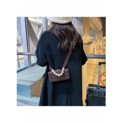 Versatile Pure Color Pearl Chain Women's Messenger Bag  Versatile Pure Color Pearl Chain Women's Messenger Bag