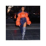  2024 Winter Letter Embroidery Zipper Short Down