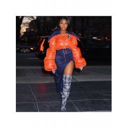  2024 Winter Letter Embroidery Zipper Short Down