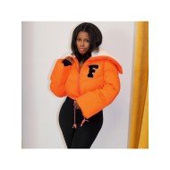  2024 Winter Letter Embroidery Zipper Short Down