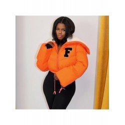 2024 Winter Letter Embroidery Zipper Short Down  2024 Winter Letter Embroidery Zipper Short Down