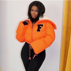  2024 Winter Letter Embroidery Zipper Short Down