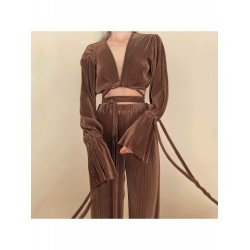 V Neck Strap Top And Loose Trouser Sets  V Neck Strap Top And Loose Trouser Sets