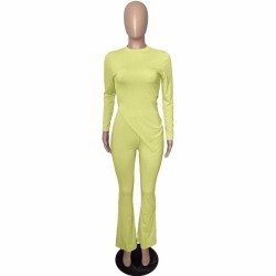  Pure Color Irregular Top And Long Pants Sets