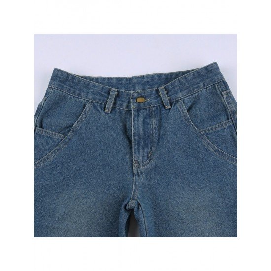  2024 Low Waist Pure Color Women's Denim Jeans
