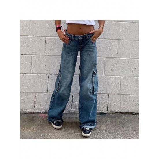  2024 Low Waist Pure Color Women's Denim Jeans