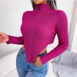  Sexy Slim Pure Color Irregular Undershirt