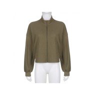 Casual Fall Solid Zipper Up Coats