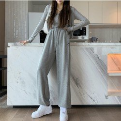  Pure Color Casual High Waist Women's Pants