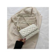  Fashion PU Pure Color Rhombus Lattice Satchels