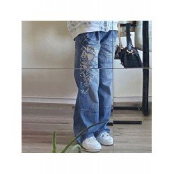 New Patchwork Printed Straight Leg Black Jeans New Patchwork Printed Straight Leg Black Jeans