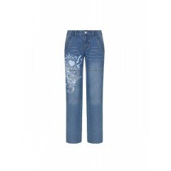 New Patchwork Printed Straight Leg Black Jeans New Patchwork Printed Straight Leg Black Jeans