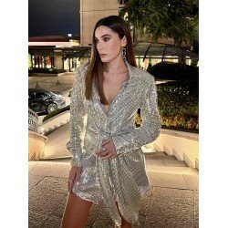 Fashion Pure Color Sequins Women's Long Sleeve Dress  Fashion Pure Color Sequins Women's Long Sleeve Dress
