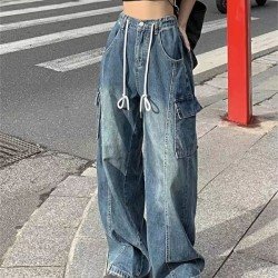  Fashion Loose Pure Color Women's Denim Jeans