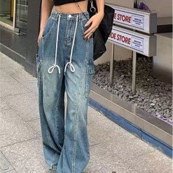  Fashion Loose Pure Color Women's Denim Jeans