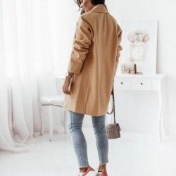  Autumn Pure Color Long Sleeve Women's Coats