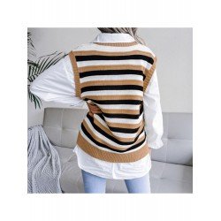 Casual V Neck Ripple Sweater Vest