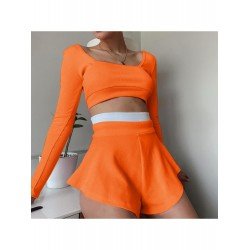  Fashion Sports Colorblock Patchwork Culottes Suit
