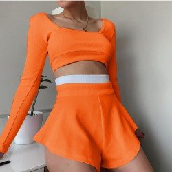  Fashion Sports Colorblock Patchwork Culottes Suit