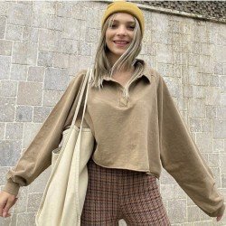 Casual Solid Loose Sweatshirts For Women