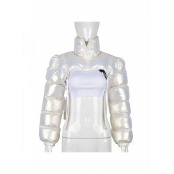 Designer Pure Color White Cropped Down Coats Designer Pure Color White Cropped Down Coats