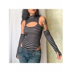 Sexy Hollowed Out Striped Knitting Bodysuits  Sexy Hollowed Out Striped Knitting Bodysuits