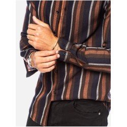 Men's Summer Colorblock Striped Long Sleeve Shirt  Men's Summer Colorblock Striped Long Sleeve Shirt