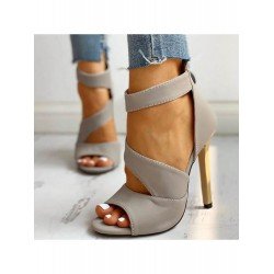 Cut Out Zipper Up Summer Heeled Sandals  Cut Out Zipper Up Summer Heeled Sandals
