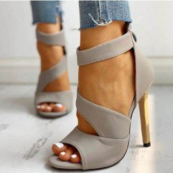 Cut Out Zipper Up Summer Heeled Sandals 