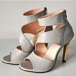 Cut Out Zipper Up Summer Heeled Sandals 