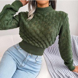 Mock Neck Stylish Ladies Pullover Sweater