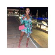  Sexy V Neck Printing Irregular Women's Dress