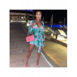 Sexy V Neck Printing Irregular Women's Dress  Sexy V Neck Printing Irregular Women's Dress