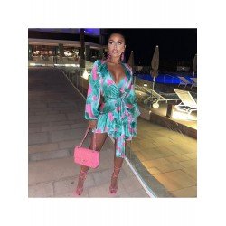 Sexy V Neck Printing Irregular Women's Dress  Sexy V Neck Printing Irregular Women's Dress