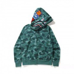  Hip-hop Camouflage Shark Zipper Hooded For Men