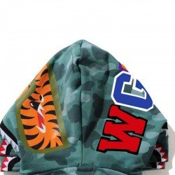  Hip-hop Camouflage Shark Zipper Hooded For Men