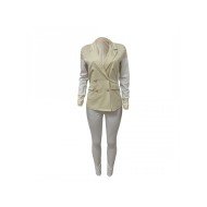  Women's Fashioh Contrast Color Casual Suits