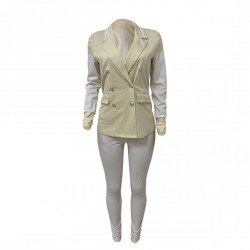  Women's Fashioh Contrast Color Casual Suits