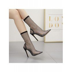 Sexy Black Stiletto Pointed Hollowed Out Women's Boots  Sexy Black Stiletto Pointed Hollowed Out Women's Boots