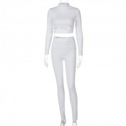 Mock Neck Matching Cropped Top And Trouser Sets